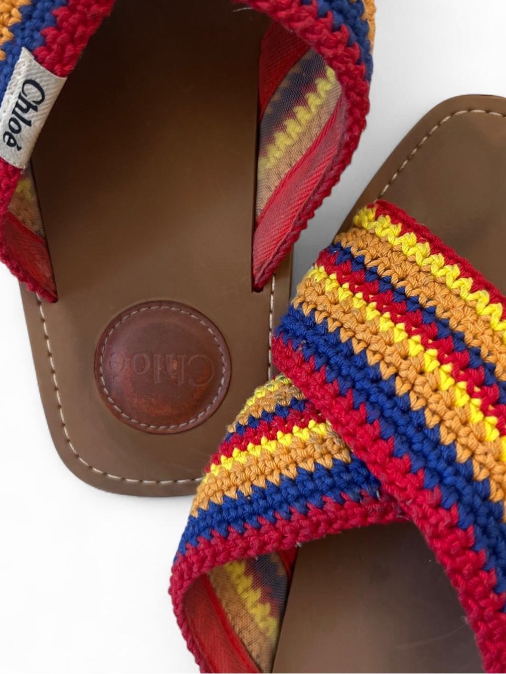 Chloé Blue/Yellow/Red Stitched Sandals. - Picture 8 of 8